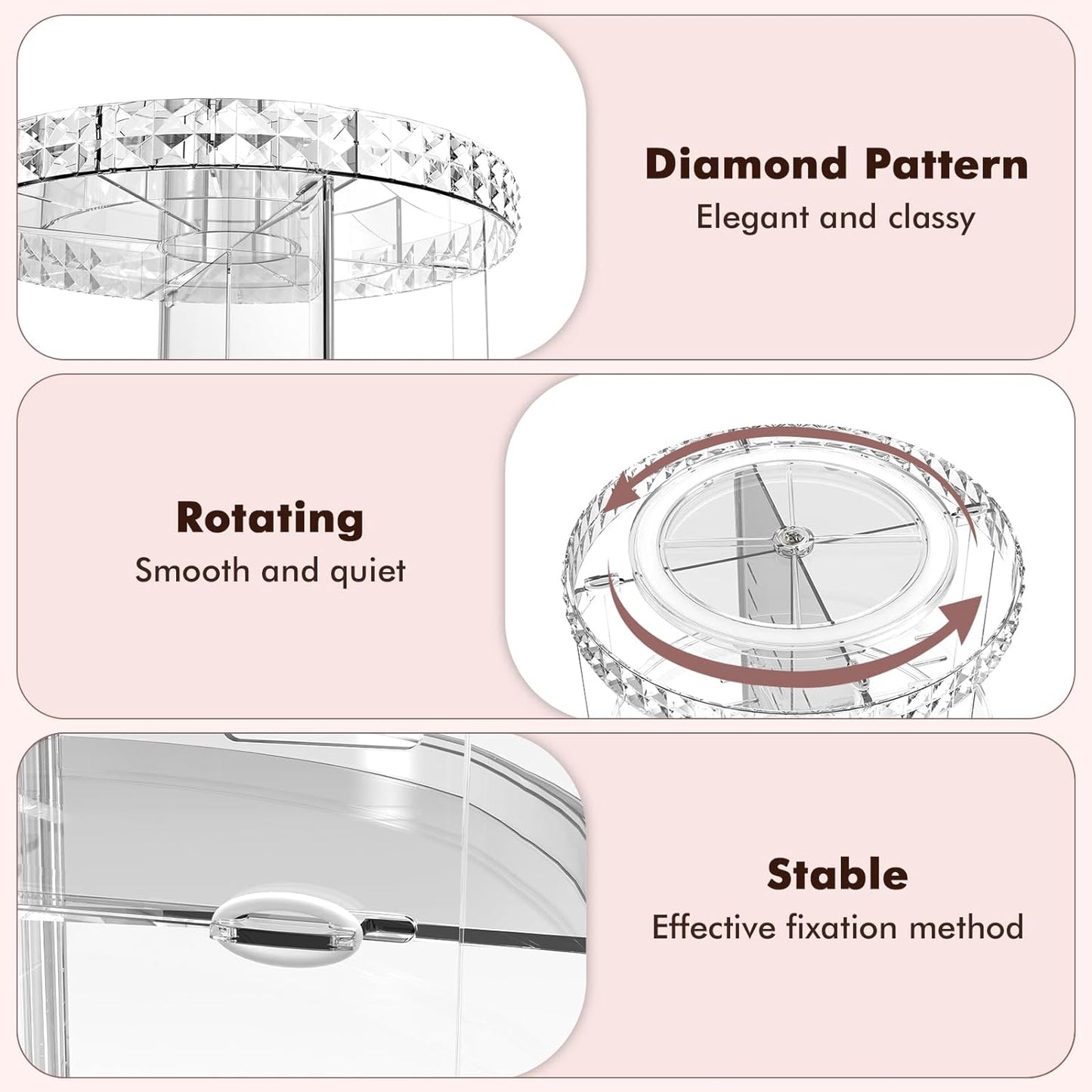 360° Rotating Makeup Organizer Stand - Cosmetic Holder Acrylic