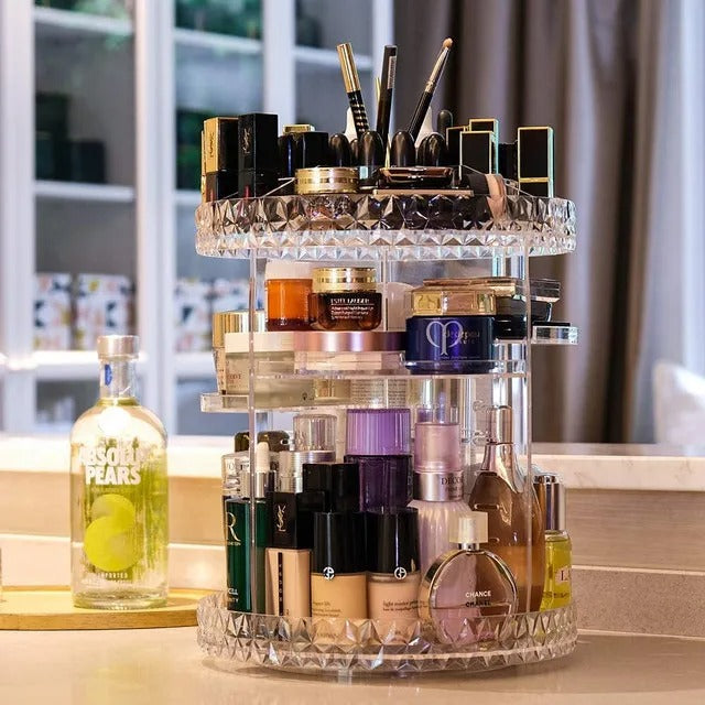 360° Rotating Makeup Organizer Stand - Cosmetic Holder Acrylic